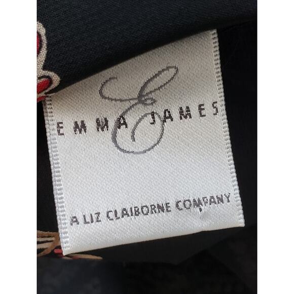 Emma & James 3 Piece Skirt Suit Women Size 14 Black Floral Collar Button Front - Picture 4 of 13